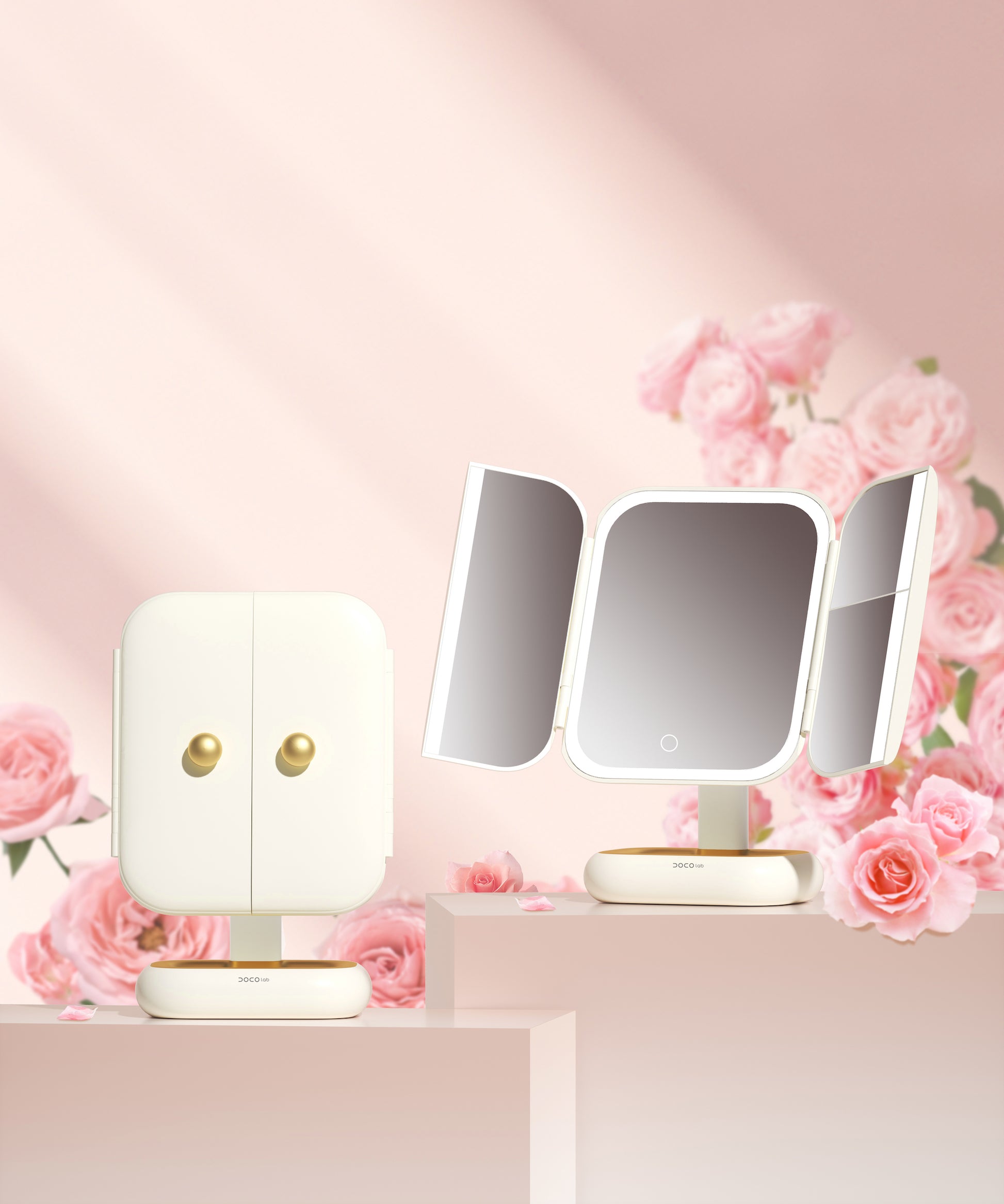 DOCO LAB Battery capacity: 2500mAh, middle mirror lamp bead three-color temperature, one-button touch control, long press stepless dimming, with a 2x mirror, a 5x mirror,