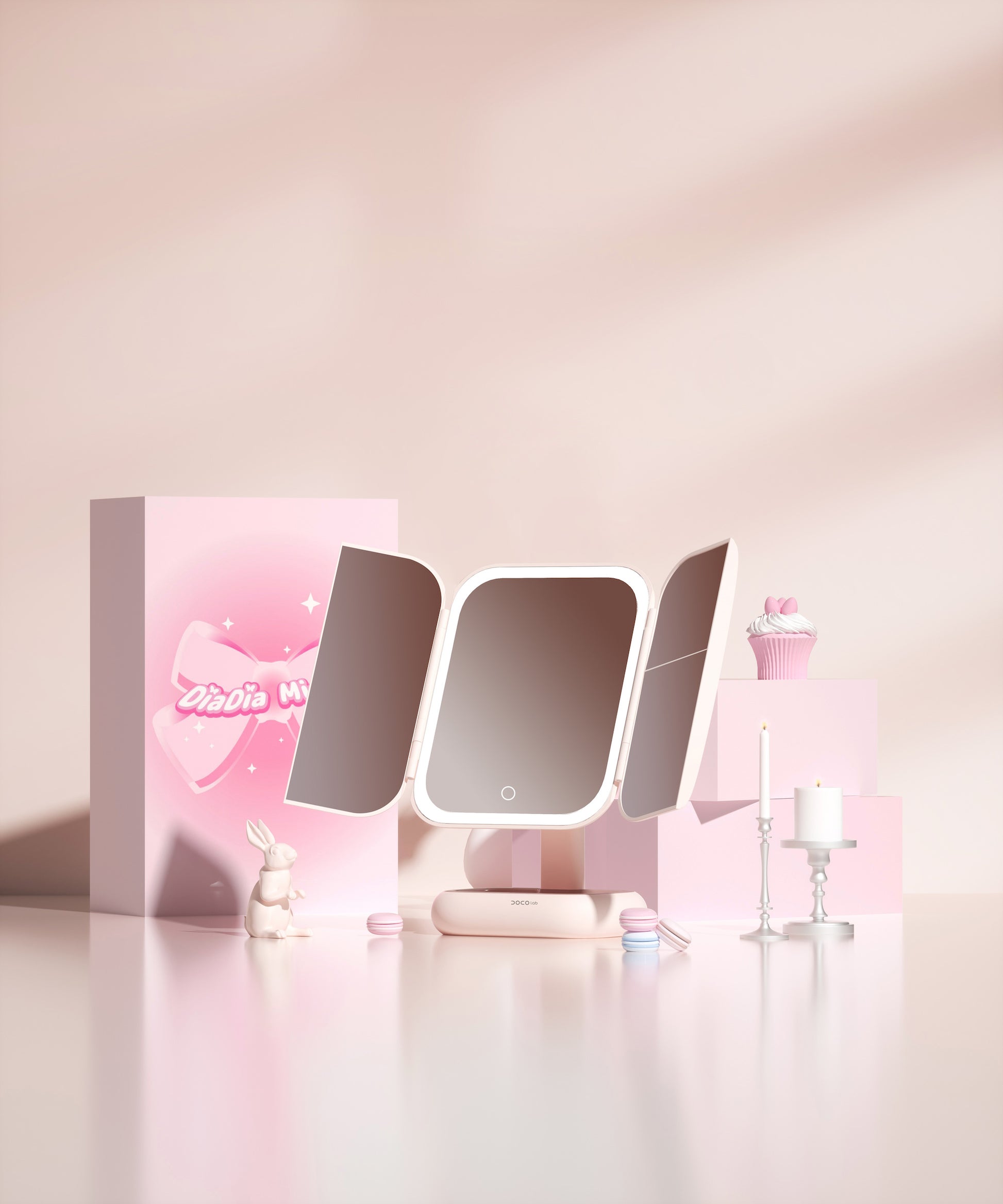 DOCO LAB Battery capacity: 2500mAh, middle mirror lamp bead three-color temperature, one-button touch control, long press stepless dimming, with a 2x mirror, a 5x mirror,