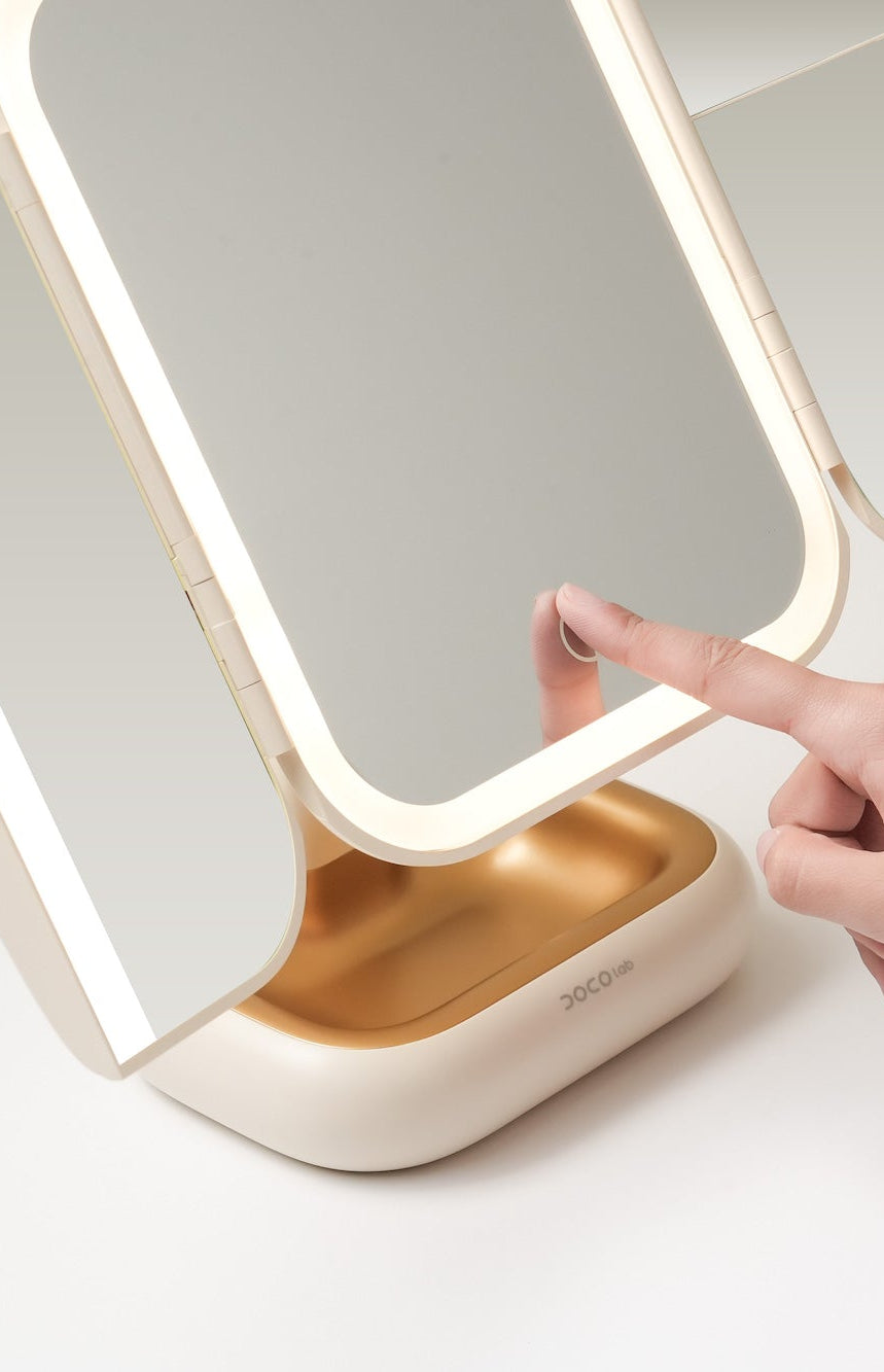 DOCO LAB Battery capacity: 2500mAh, middle mirror lamp bead three-color temperature, one-button touch control, long press stepless dimming, with a 2x mirror, a 5x mirror,